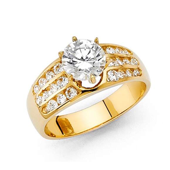 1.25-CT Six-Prong & Channel Side Round-Cut CZ Ring